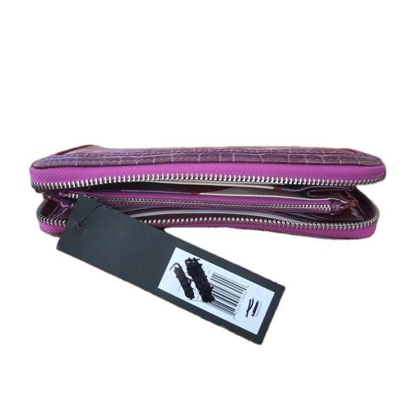 Marc by Marc Jacobs Continental Zip Around Wallet with Logo Lock Purple Red - Picture 10 of 13